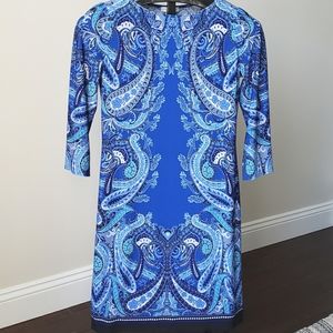 London Times Blue Paisley Shift Dress